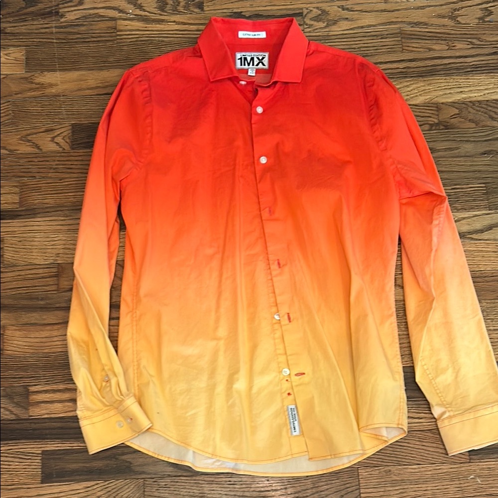 Express Orange Yellow Gradient Casual Button Down… - image 1